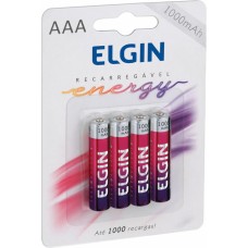 Pilha Recarregável AAA 1000mAh ELGIN - Cartela com 4 unidades 82171