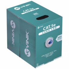 Cabo Lan U/UTP Cat5e 24AWG 4 pares capa CMX 100% cobre Azul - Cx 305m - Vinik