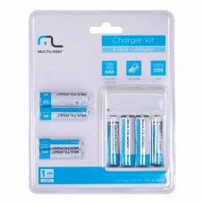 Carregador de pilhas com 4 pilhas AA 2500mAh e 4 pilhas AAA 1000 mAh CB093 Multilaser